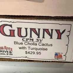 BARK RIVER KNIVES Bark River Gunny CPM 3V Knife W/ Blue Cholla Cactus - Turquoise
