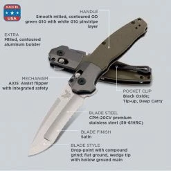 Benchmade 496 Vector Knife OD Green G-10 (3.6" Satin) 7 Benchmade 496 Vector Knife OD Green G-10 (3.6