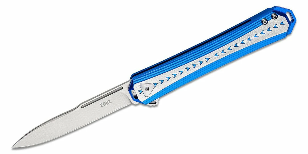 CRKT 6710 Stickler Assisted Flipper Knife 3.38" Sandvik 12C27, Blue & Silver 3 CRKT 6710 Stickler Assisted Flipper Knife 3.38" Sandvik 12C27, Blue & Silver