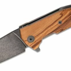 LionSteel Knives LionSteel KUR Flipper 3.43" Black PVD Stonewashed Blade, Olive Handles