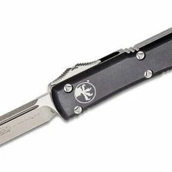 Microtech 121-10 Ultratech Auto S/E Knife 3.46" Stonewashed Plain Blade, Black Aluminum Handles All Knife Brands