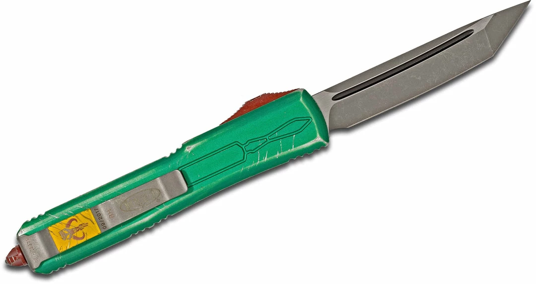 All Knife Brands Microtech 123-10BH Special Bounty Hunter Ultratech Auto OTF Knife 3.46" Tanto, Green Apocalyptic Aluminum Handle 4 All Knife Brands Microtech 123-10BH Special Bounty Hunter Ultratech Auto OTF Knife 3.46" Tanto, Green Apocalyptic Aluminum Handle