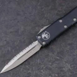 Microtech 232-6 UTX-85 D/E Black Handle Serration Satin Blade