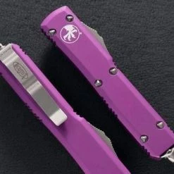 All Knife Brands Microtech Ultratech D/E 122-6VI Satin Full Serrated Violet Knife