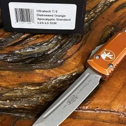 All Knife Brands Microtech Ultratech T/E OTF 3.46" Apocalyptic Blade, Orange Distressed 123-10DOR