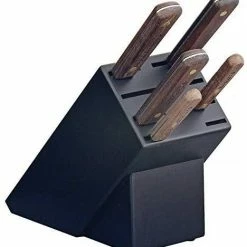 ONTARIO OLD HICKORY 5 PC KITCHEN KNIFE SET WITH BLOCK (USA) )