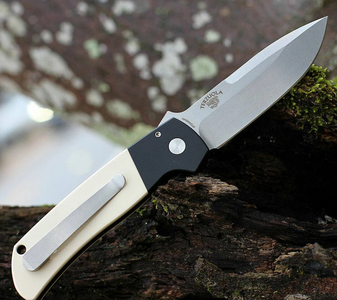 PROTECH KNIVES Pro-Tech BT2751 Terzuola ATCF Auto "Tuxedo" Blk Alum / Ivory Micarta (3.5" SW Magnacut) All Knife Brands 4 PROTECH KNIVES Pro-Tech BT2751 Terzuola ATCF Auto "Tuxedo" Blk Alum / Ivory Micarta (3.5" SW Magnacut) All Knife Brands