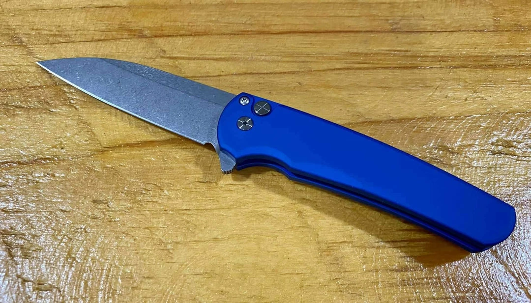 PROTECH KNIVES Pro-Tech Malibu Wharncliffe Plunge Lock Flipper Knife Blue (3.3" Stonewash) 5 PROTECH KNIVES Pro-Tech Malibu Wharncliffe Plunge Lock Flipper Knife Blue (3.3" Stonewash)
