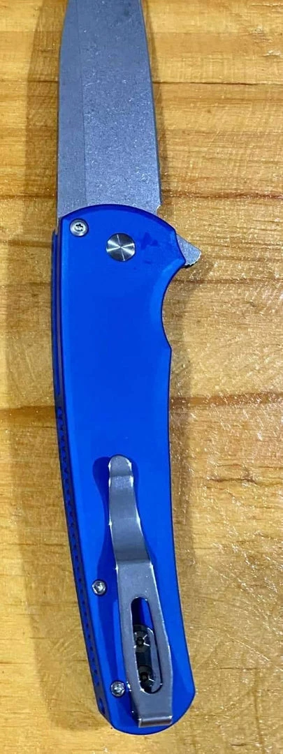 PROTECH KNIVES Pro-Tech Malibu Wharncliffe Plunge Lock Flipper Knife Blue (3.3" Stonewash) 7 PROTECH KNIVES Pro-Tech Malibu Wharncliffe Plunge Lock Flipper Knife Blue (3.3" Stonewash)