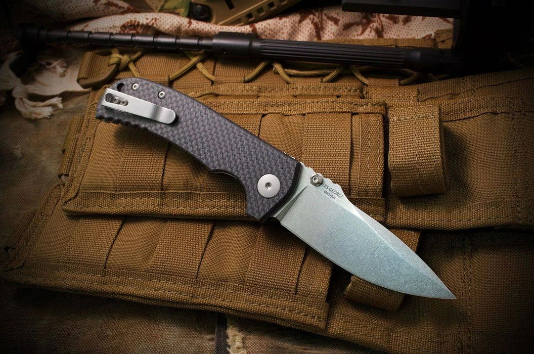 SPARTAN BLADES Spartan Field Grade Les George Astor SFBL8CF Folding Knife 3.625" CTS-XHP 8 SPARTAN BLADES Spartan Field Grade Les George Astor SFBL8CF Folding Knife 3.625" CTS-XHP
