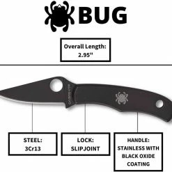 Spyderco Bug Non-Locking Knife Black Steel Blade C133BKP Spyderco Knives