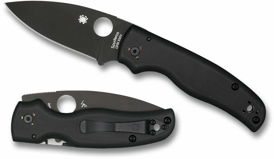 Spyderco Shaman Folding Knife 3.58" S30V Black Plain Blade, Matte G10 4 Spyderco Shaman Folding Knife 3.58" S30V Black Plain Blade, Matte G10