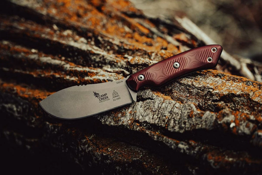 TOPS KNIVES All Knife Brands TOPS CPCKFE-01 Camp Creek Fire Edition Tumbled S35VN Red Black G10 Fixed Blade 9 TOPS KNIVES All Knife Brands TOPS CPCKFE-01 Camp Creek Fire Edition Tumbled S35VN Red Black G10 Fixed Blade