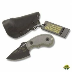 TOPS KNIVES All Knife Brands TOPS Wolf Pup Black 1095 Carbon Blade Linen Micarta Handles